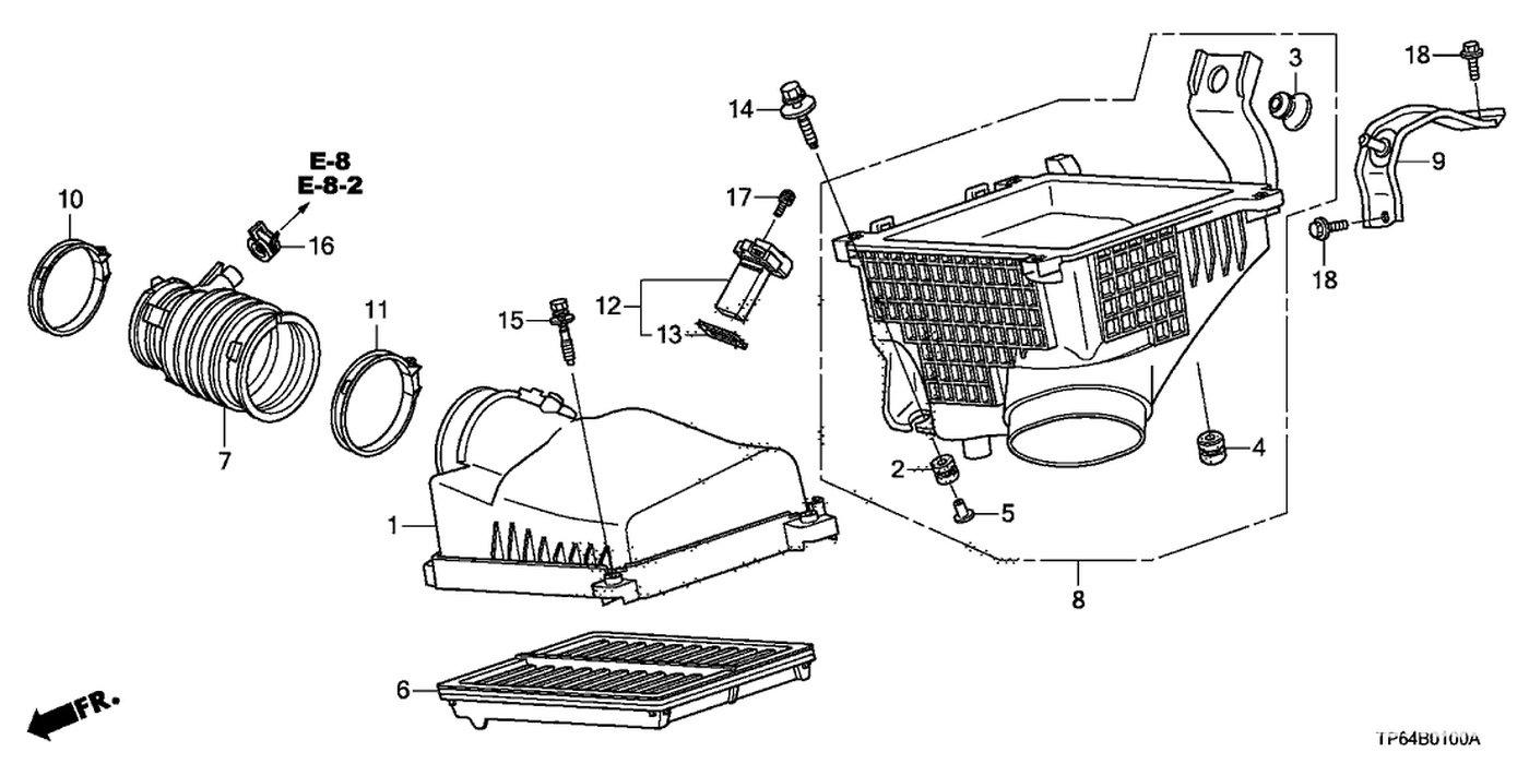 #6 17220-R70-A00 Element Assembly, Air Cleaner
#7 17228-R70-A01 Tube, Air Flow
#12 37980-RNA-A01 Meter Assembly, Air Flow|bekomcar.com