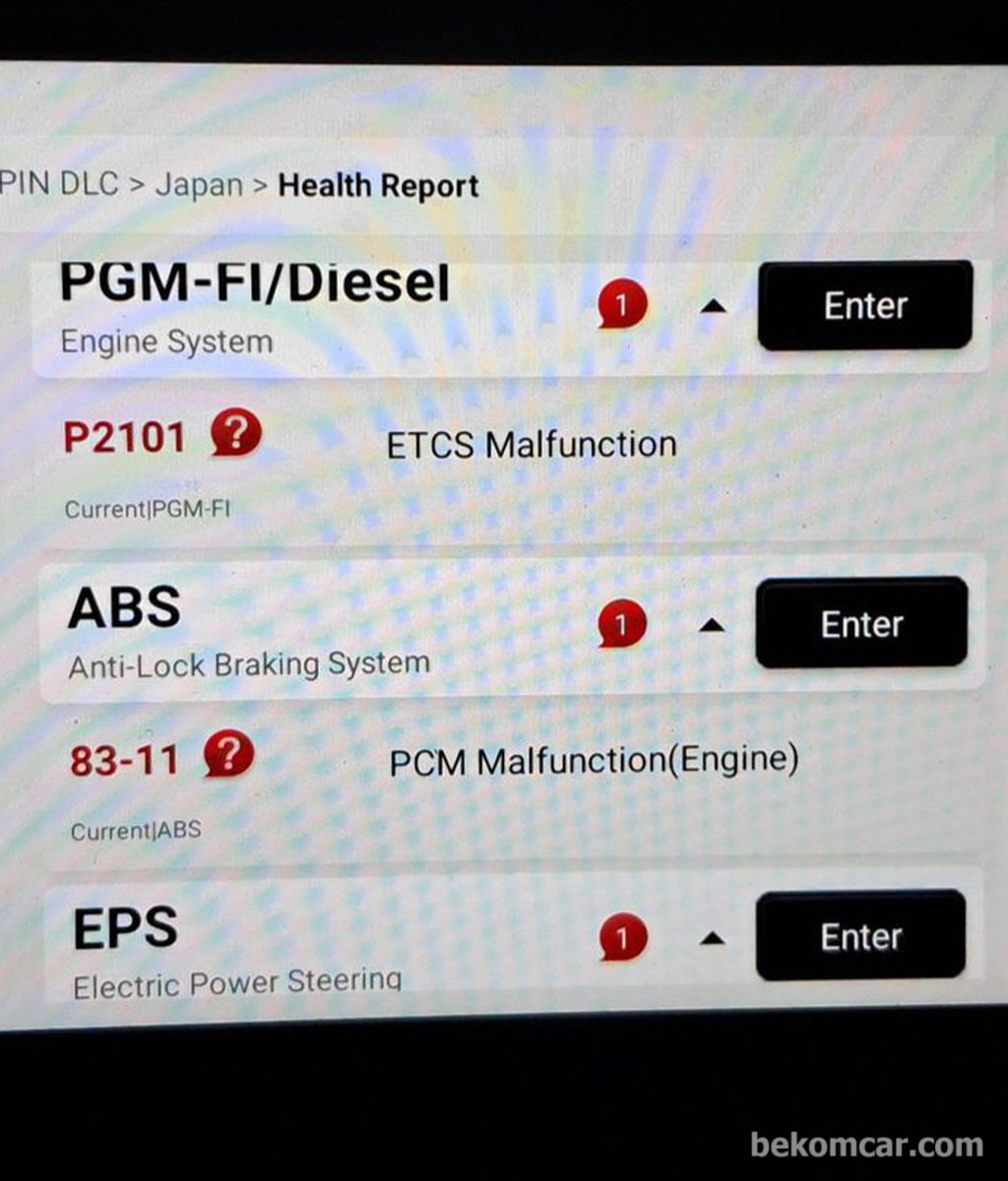P2101 쓰로틀바디 ETCS 기능불량, 혼다 어코드 진단.정비사례|贝科姆汽车 (bekomcar)
