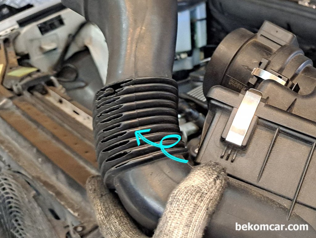 에어필터연결되는 에어덕 크랙, BMW X5 E53|بيكومكار  (bekomcar)