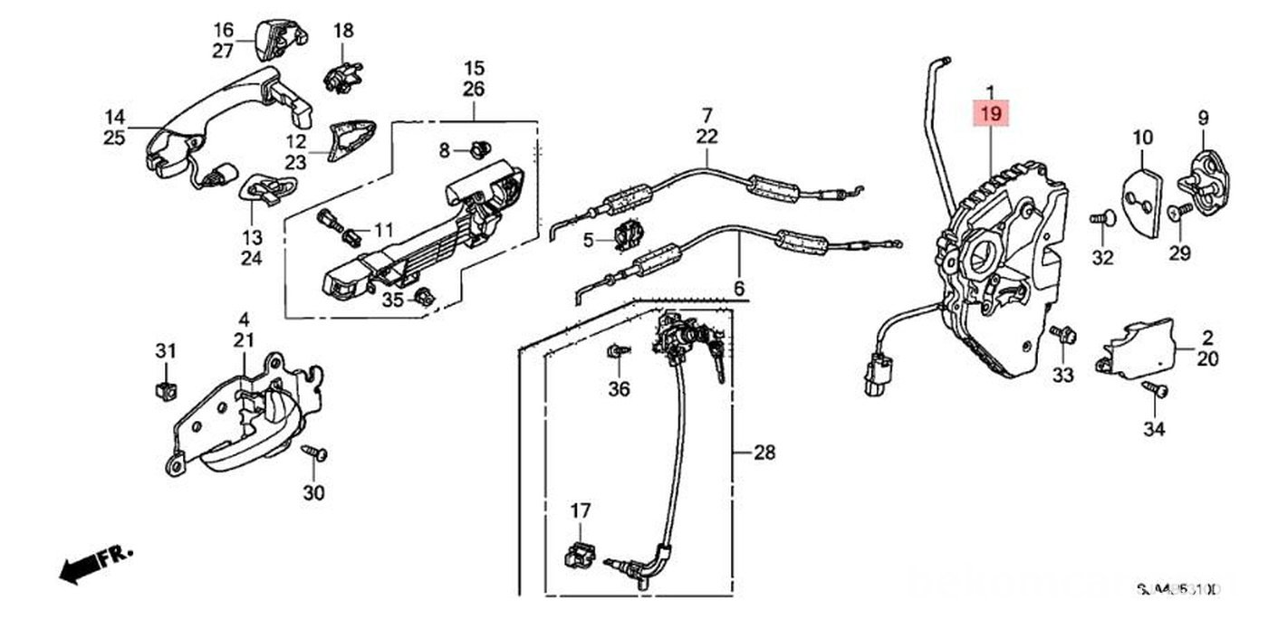 #19. 72150-SJA-A04. Left Front Door Power Latch Assembly|베콤카 차량정밀진단