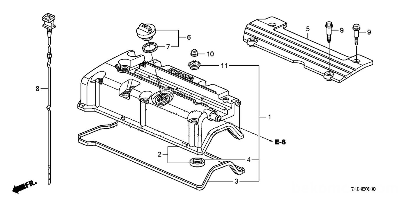 #1, 12030-R44-A00 Gasket Set, Head Cover
#7, 15613-PC6-000 Gasket, Oil Filler|bekomcar.com