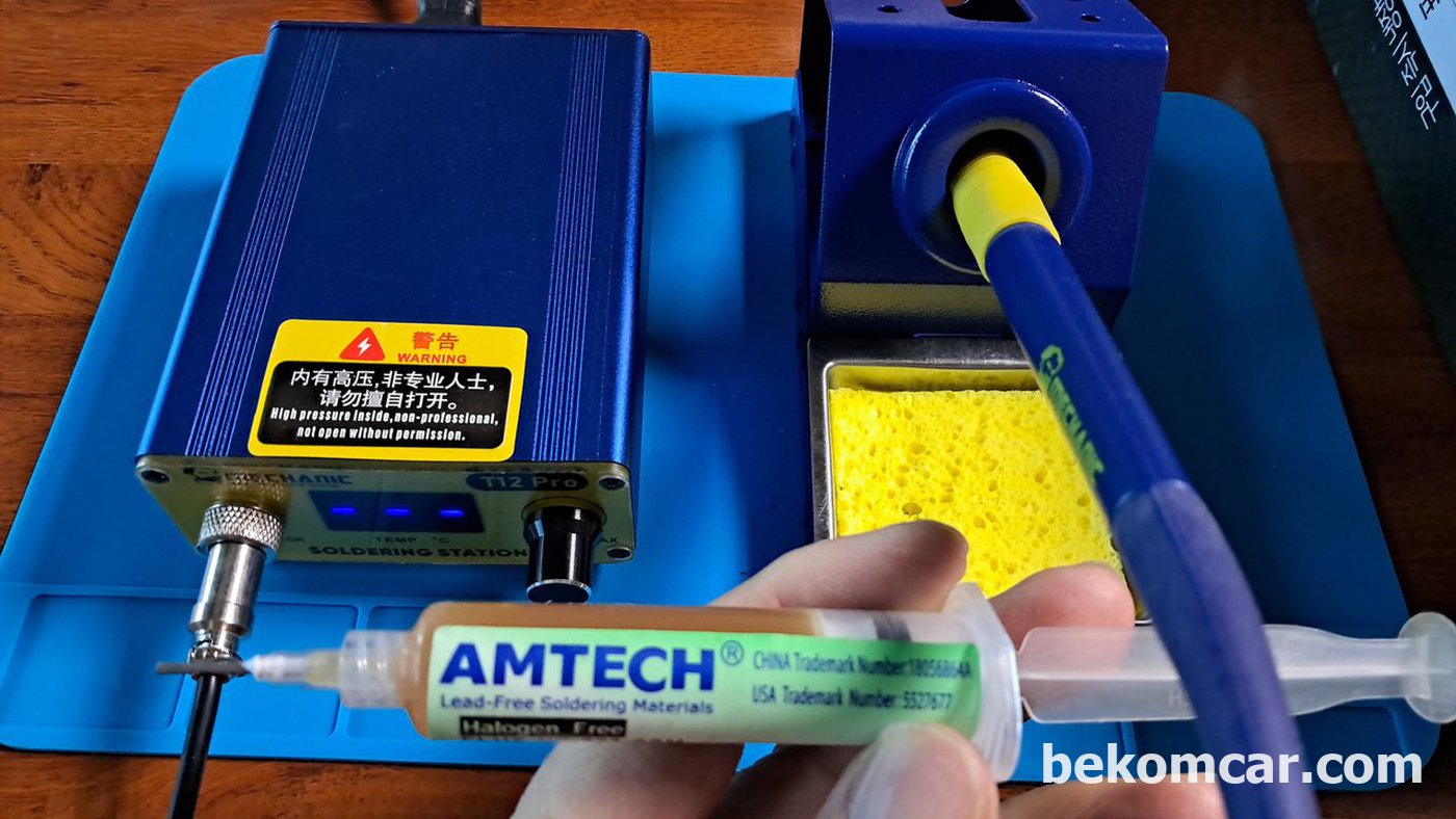 AMTECH 솔더플럭스 와 MECHANIC 솔더키트 이다. ECU 고장 수리를 포함하여 차량정비에 유용하게 사용된다.|贝科姆汽车 (bekomcar)