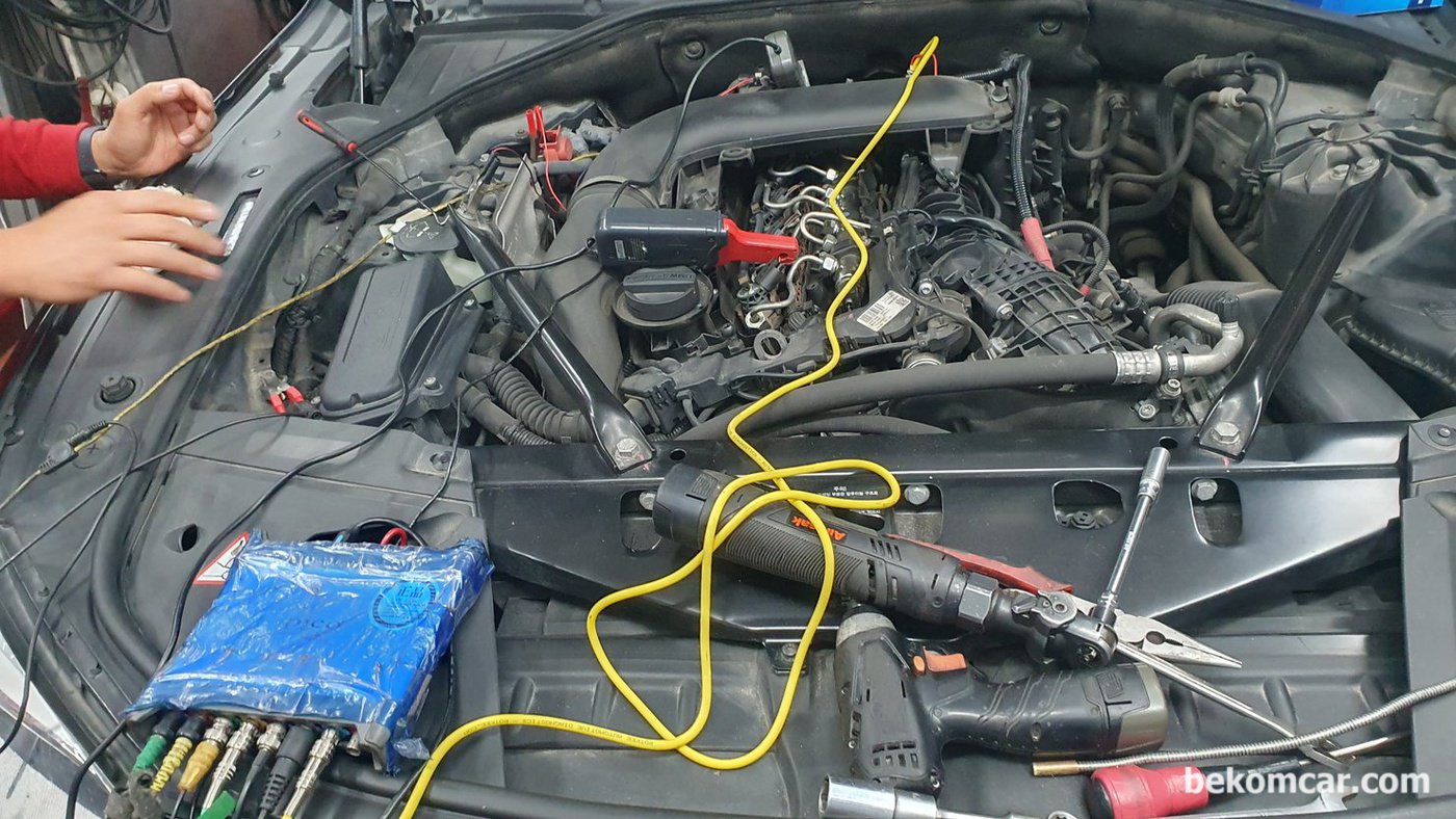 BMW F2 N57 730Ld CMP, CKP, #6번 실린더압력, CKD, NVH 등 측정 환경이다.|ベコムカー (bekomcar)