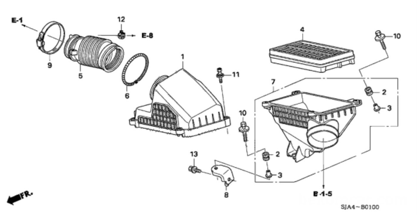 #5. Acura 17228-RJA-A01 Air Flow Tube (3.7용)|베콤카 차량정밀진단