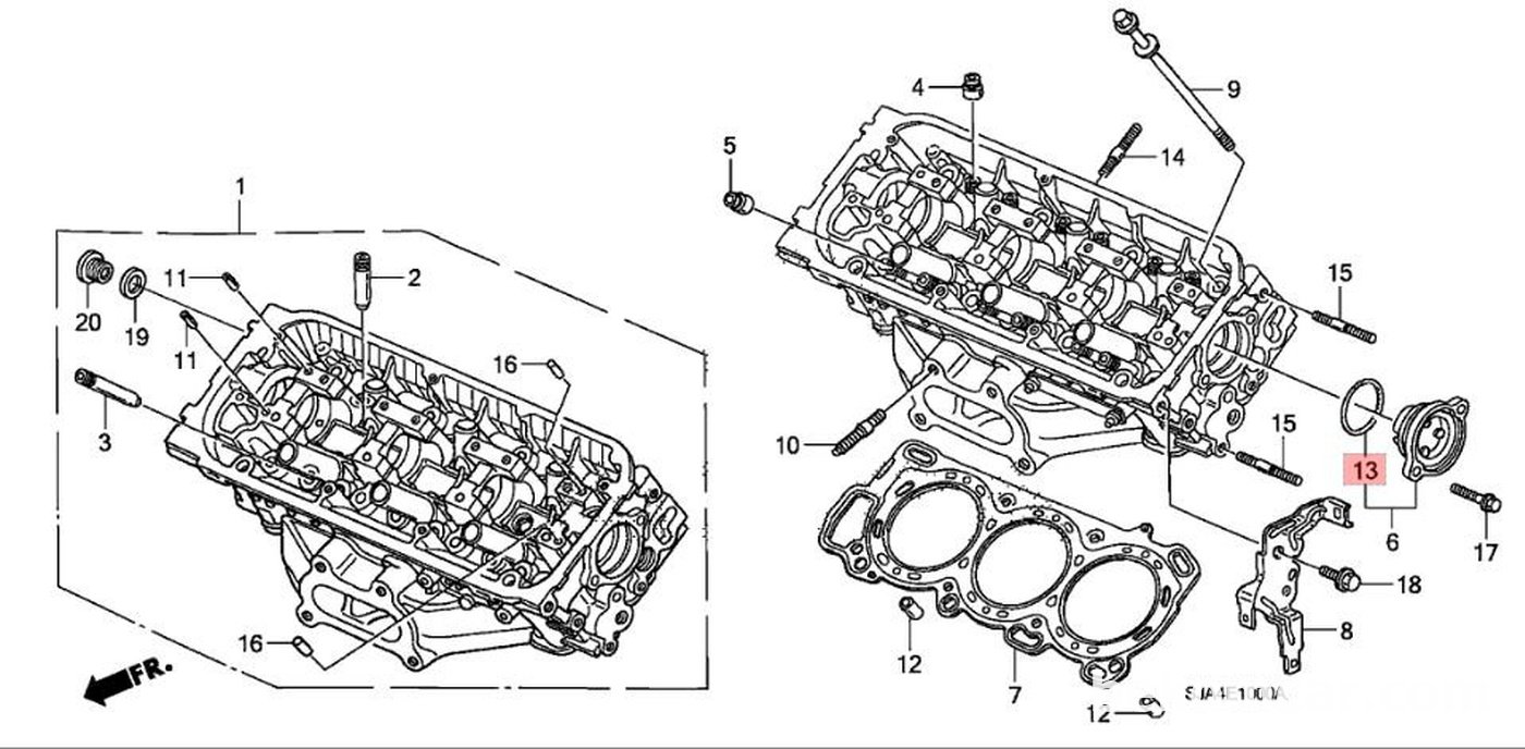 (Front & Rear Cylinder Head 같은규격)
#13. 91301-P8A-A00. O-Ring (48.5X2.4) x 2개 필요함|베콤카 차량정밀진단