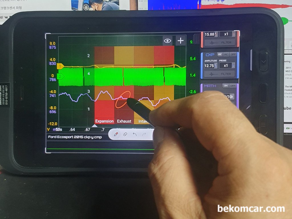 엔진 부조 실화진단 방법중 크랭크센서 파형 분석방법, HScope CRANK()함수활용|بيكومكار (bekomcar)