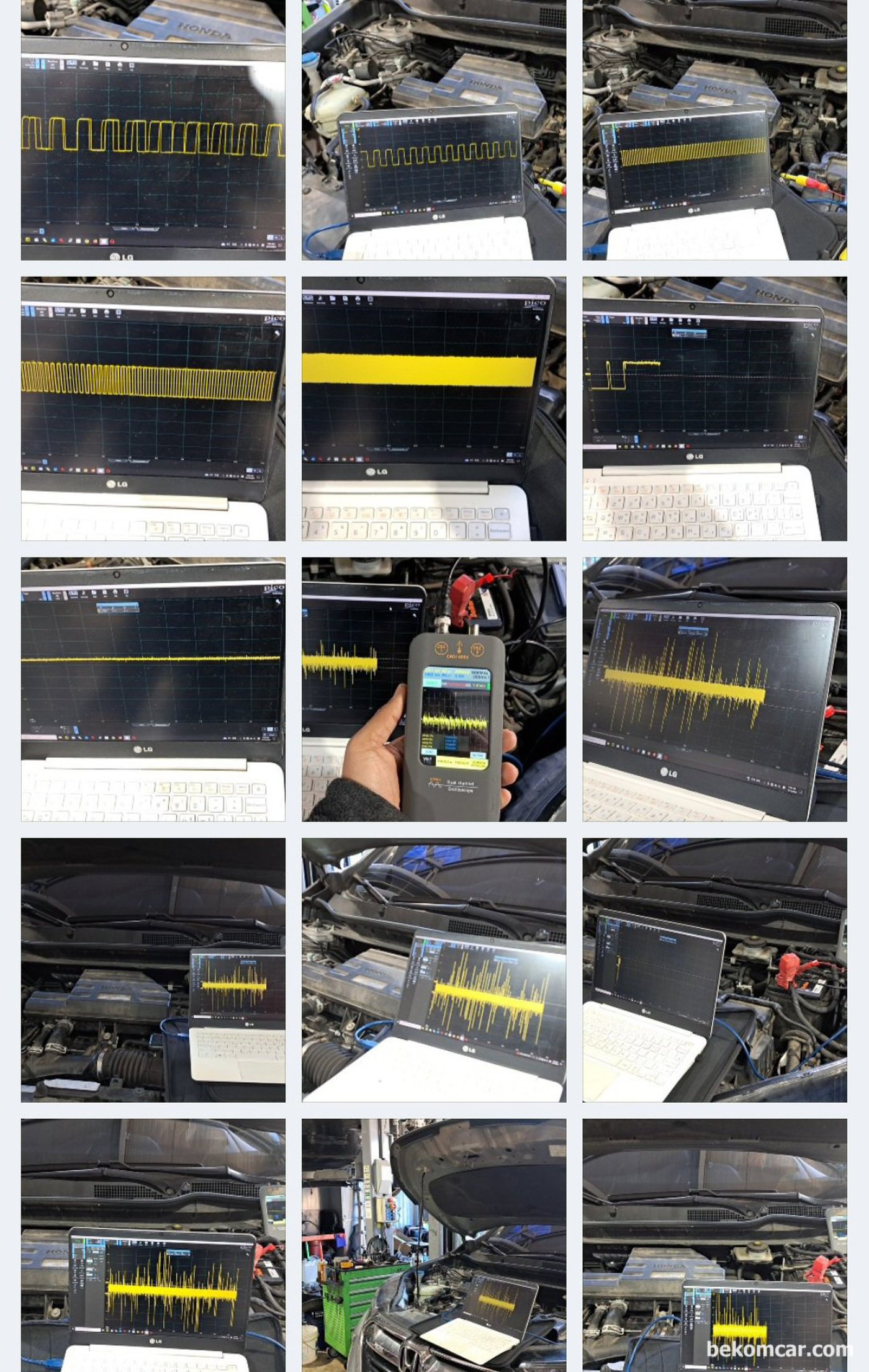 혼다 CRV 1.5T, 실린더 내시경 점검, 인젝터, 피스톤, 실린더, 밸브등 진단 과정중 MAF센서 파형측정등을 기록으로 남긴다.|بيكومكار (bekomcar)