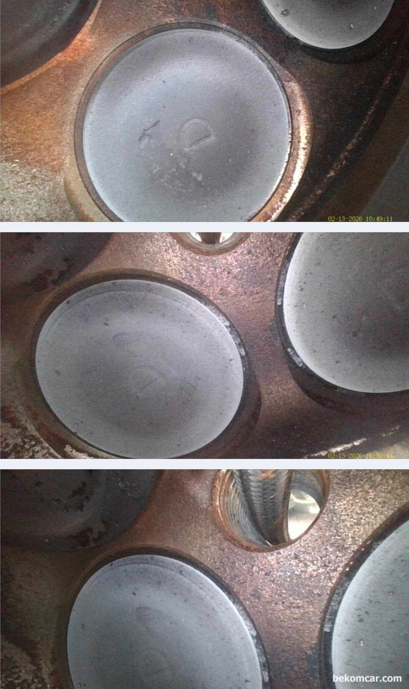 실린더 헤드 배기밸브 및 흡기밸브 등 상태누 전반적으로 좋다고 할 수 있는 상태이다. 밸브 시팅 부분 카본도 상당히 적은편이다. 수원 중고차매매단지 도이치오토월드 출장진단, 2010년 혼다 어코드 V6 3.5L 중고차구매 과정중에 내시경 검사이다.|贝科姆汽车 (bekomcar)