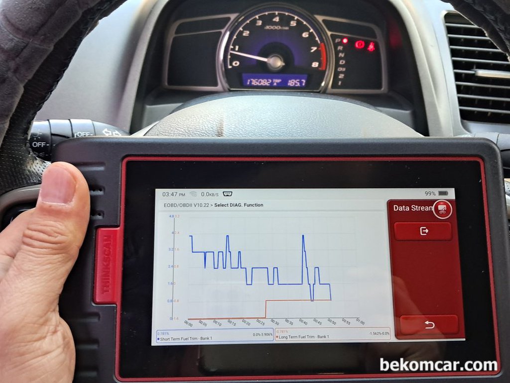 기본차량 점검, 배터리, 알터네이터 와 연료보정값. 혼다 시빅8세대 사례|bekomcar.com