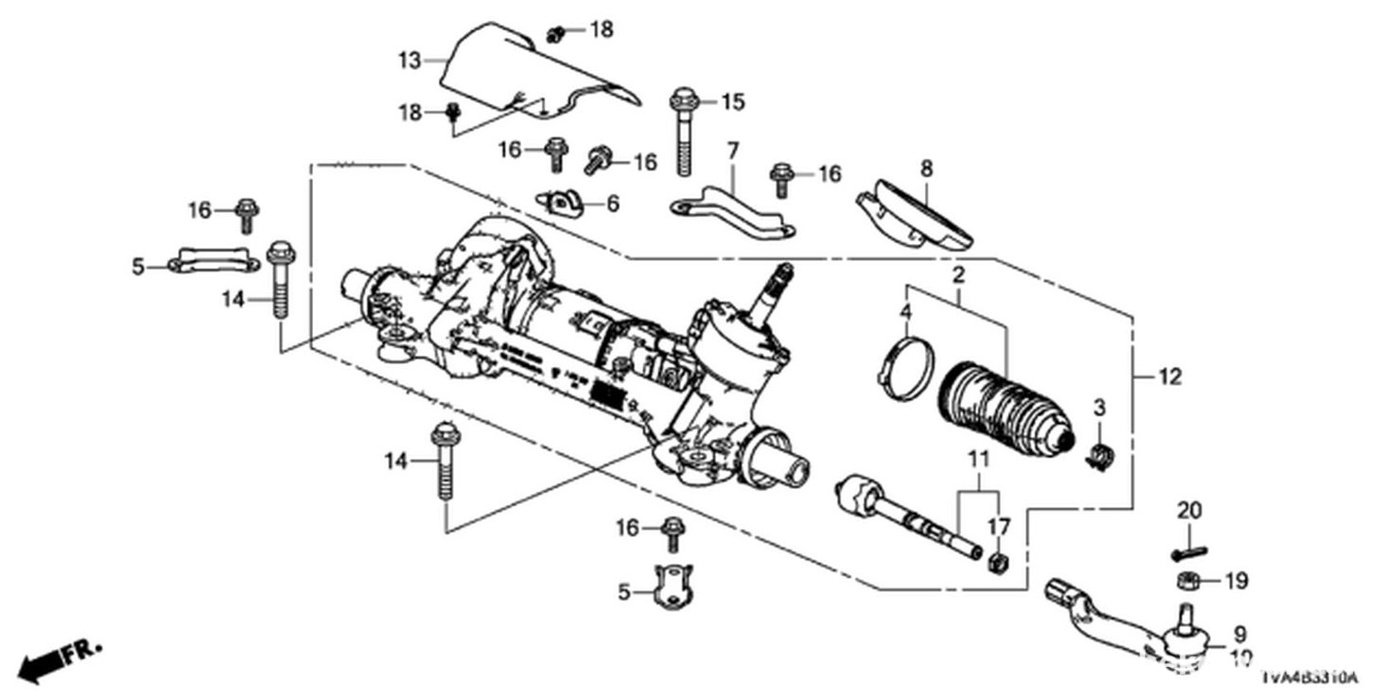 #12, 53620-TVA-A78. RACK ASSY., POWER STEERING (STEERING GEARBOX)|贝科姆汽车 (bekomcar)