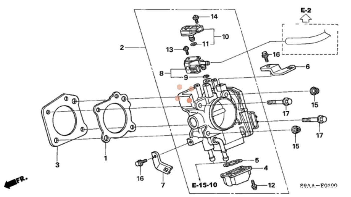 #1. 16176-PPA-004. Gasket, Throttle Body
#5. 16431-RBB-J01. Gasket, Case (Lower)|贝科姆汽车 (bekomcar)