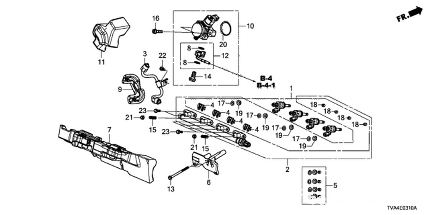 #1. Honda 16010-5PA-305, Injector Set, Fuel
#5. Honda 16453-5R1-J00, Seal Set, Injector
#10. Honda 16790-5PC-H02, Pump Assembly, Fuel High Pressure|ベコムカー (bekomcar)