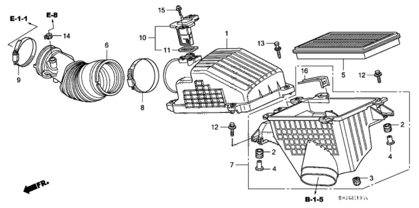 #6. 17228-RGL-A11. Tube, Air Flow
#10. 37980-RNA-A01. Mass Air Flow Sensor|베콤카 차량정밀진단