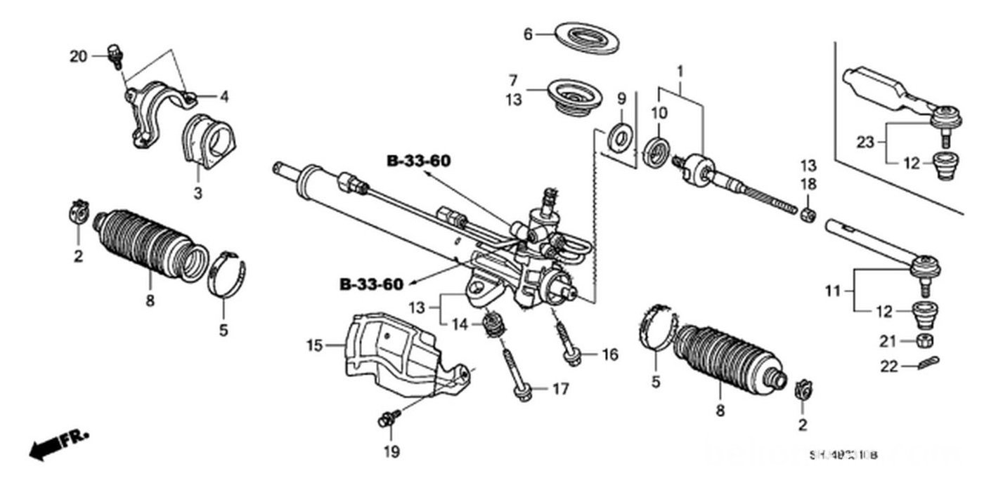 #11. 53540-SHJ-A01. End, Tie Rod (Outer Tie Rod, 비 투어링 트림)
#23. 53540-SHJ-A51. End, Tie Rod (Outer Tie Rod, 투어링 모델)|베콤카 차량정밀진단