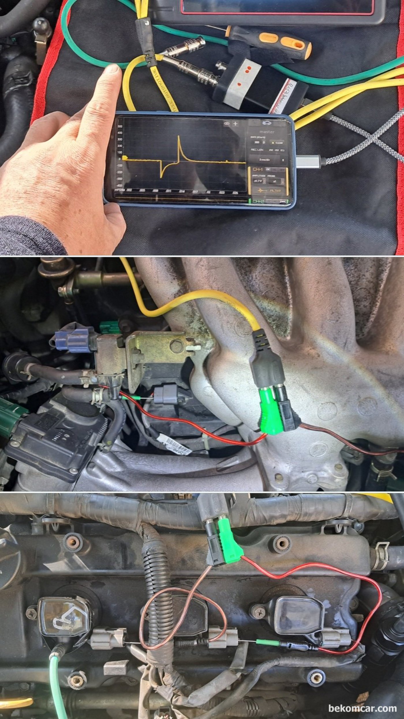 2006년 르노삼성 SM7 2.3L V6 P0303 실화진단 과정 기록, 압축압력, 인젝터, 점화플러그 와 점화코일 등 점검이다.|بيكومكار (bekomcar)