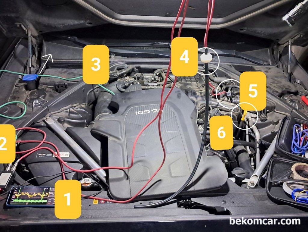 실린더 스크래치, 점화코일, 인젝터등 엔진진단 참고사항 (제네시스 3.8L GDI)|bekomcar.com