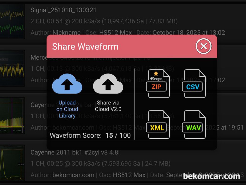 정비사 필수 측정장비 오실로스코프 HScope 소개, 자료저장 및 공유기능|بيكومكار  (bekomcar)