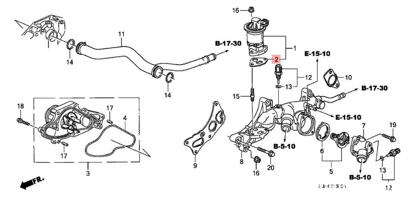 #2. 18715-PB2-000. Egr Valve Gasket (Ishino Gasket)
#6. 19305-PR7-A00. Thermostat Mounting Rubber|베콤카 차량정밀진단