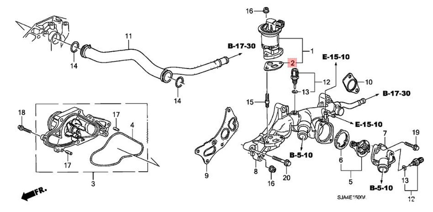 #2. 18715-PB2-000. Egr Valve Gasket (Ishino Gasket)
#6. 19305-PR7-A00. Thermostat Mounting Rubber|贝科姆汽车 (bekomcar)