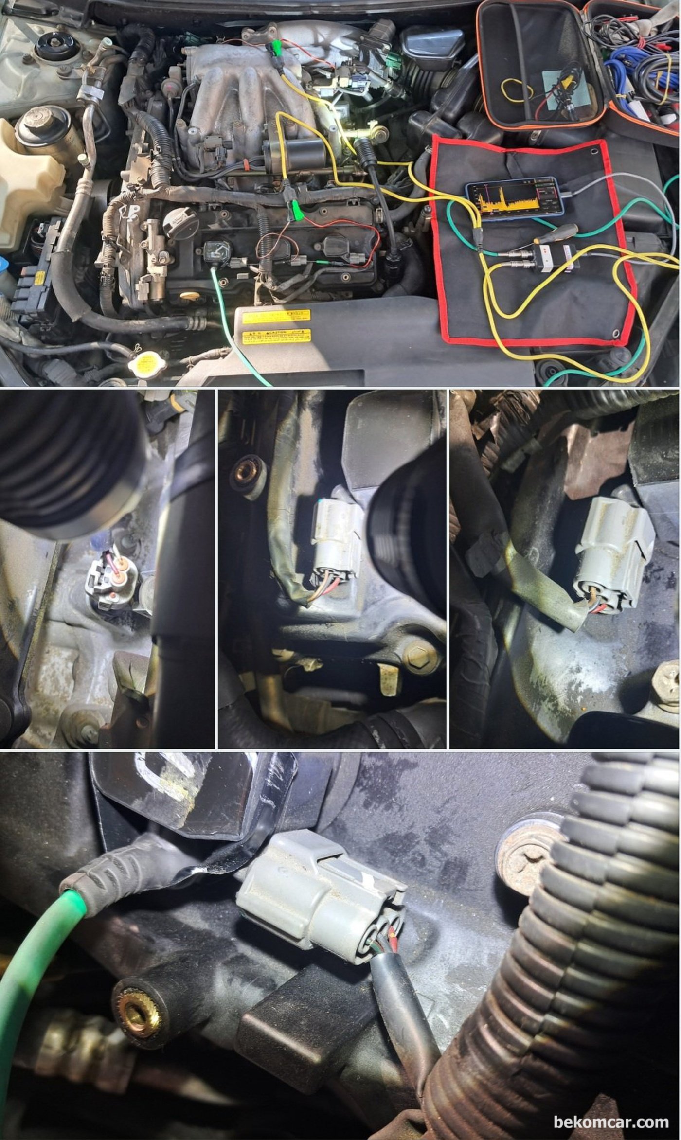 2006년 르노삼성 SM7 2.3L V6 P0303 실화진단 과정 기록, 압축압력, 인젝터, 점화플러그 와 점화코일 등 점검이다.|بيكومكار (bekomcar)