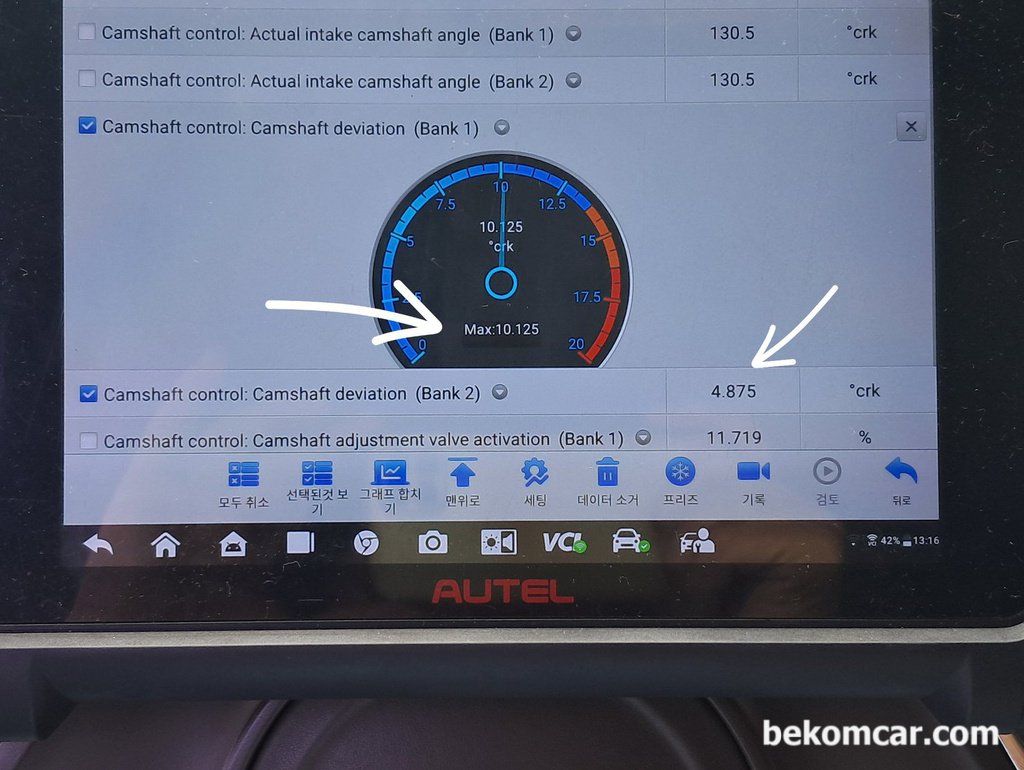 포르쉐 카이엔 92A 엔진 P0016 관련 기초자료 확인과정|بيكومكار  (bekomcar)