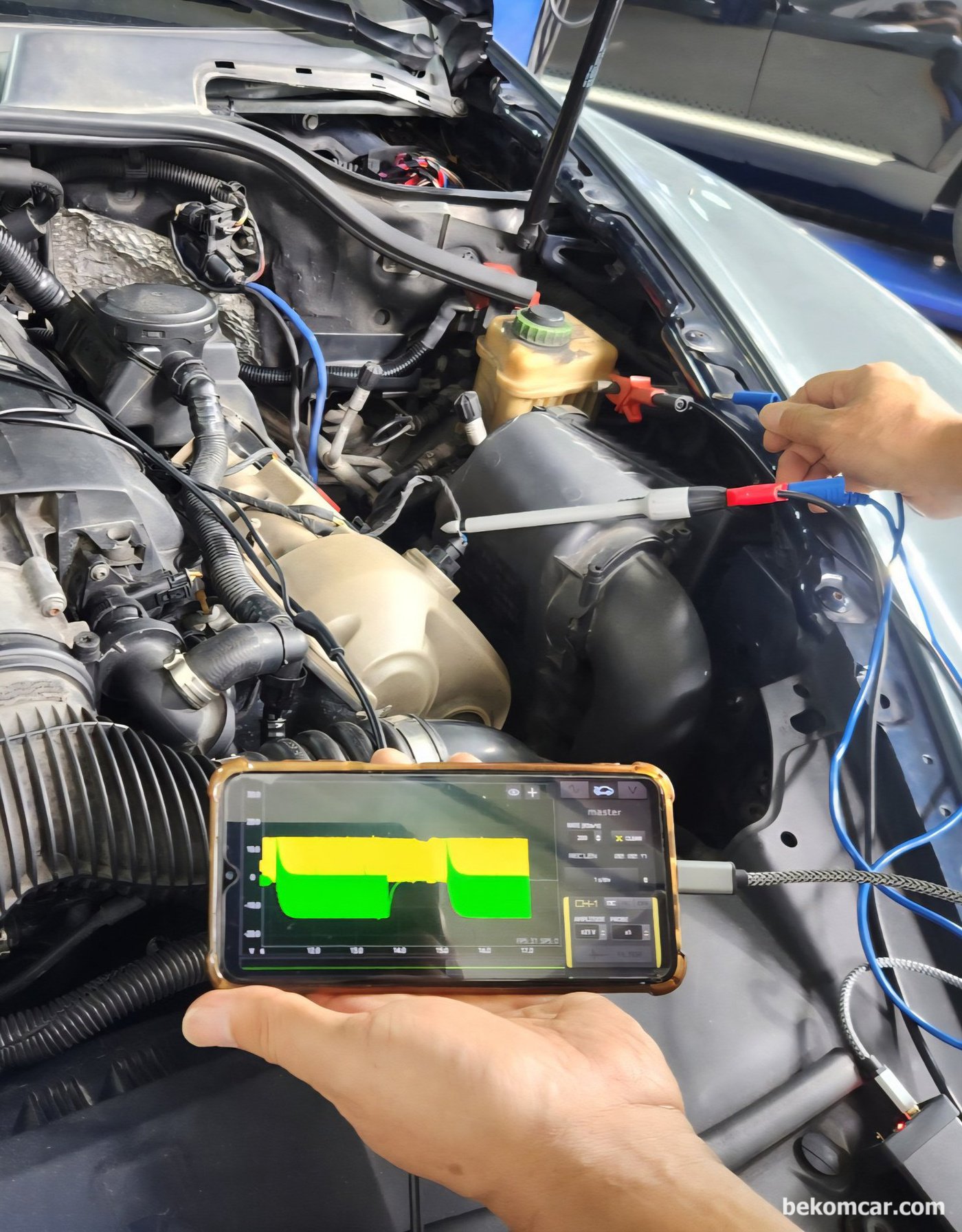 HS512Max 이용, 포르쉐 카이엔 실린더압축압력 측정 VVT 캠페이저 진단등 타이밍 고장코드 진단에 사용하였다. 활용하기 나름으로 사실상 대부분 차량진단에 필요한 세트구성이 정비사세트B+ 이다.|bekomcar.com