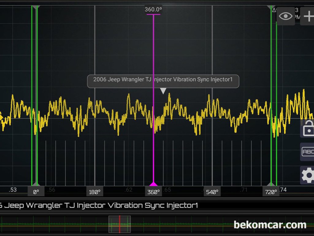 지프 랭글러 TJ, 진동센서 파형분석 인젝터 작동상태 진단기록|بيكومكار  (bekomcar)