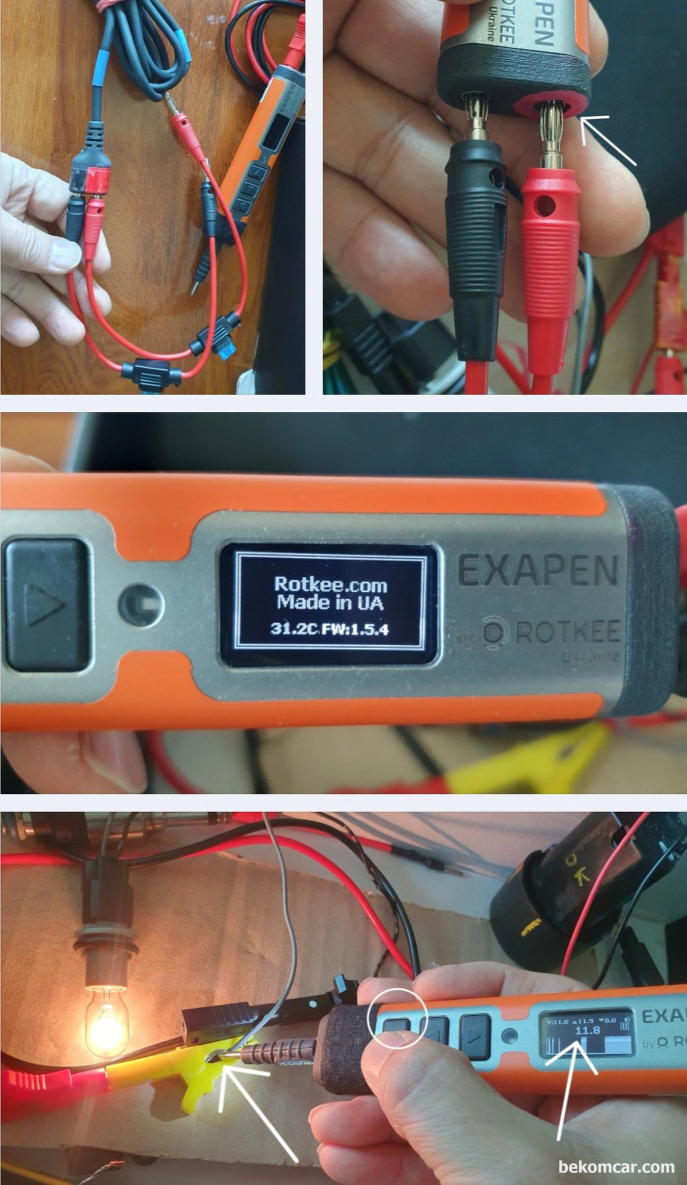 자동차 및 모든 전기.전자 장치 고장진단 및 정비에 사용 12V ~ 24V 배터리 에 사용. ROTKEE ExaPen 엑사펜|بيكومكار (bekomcar)