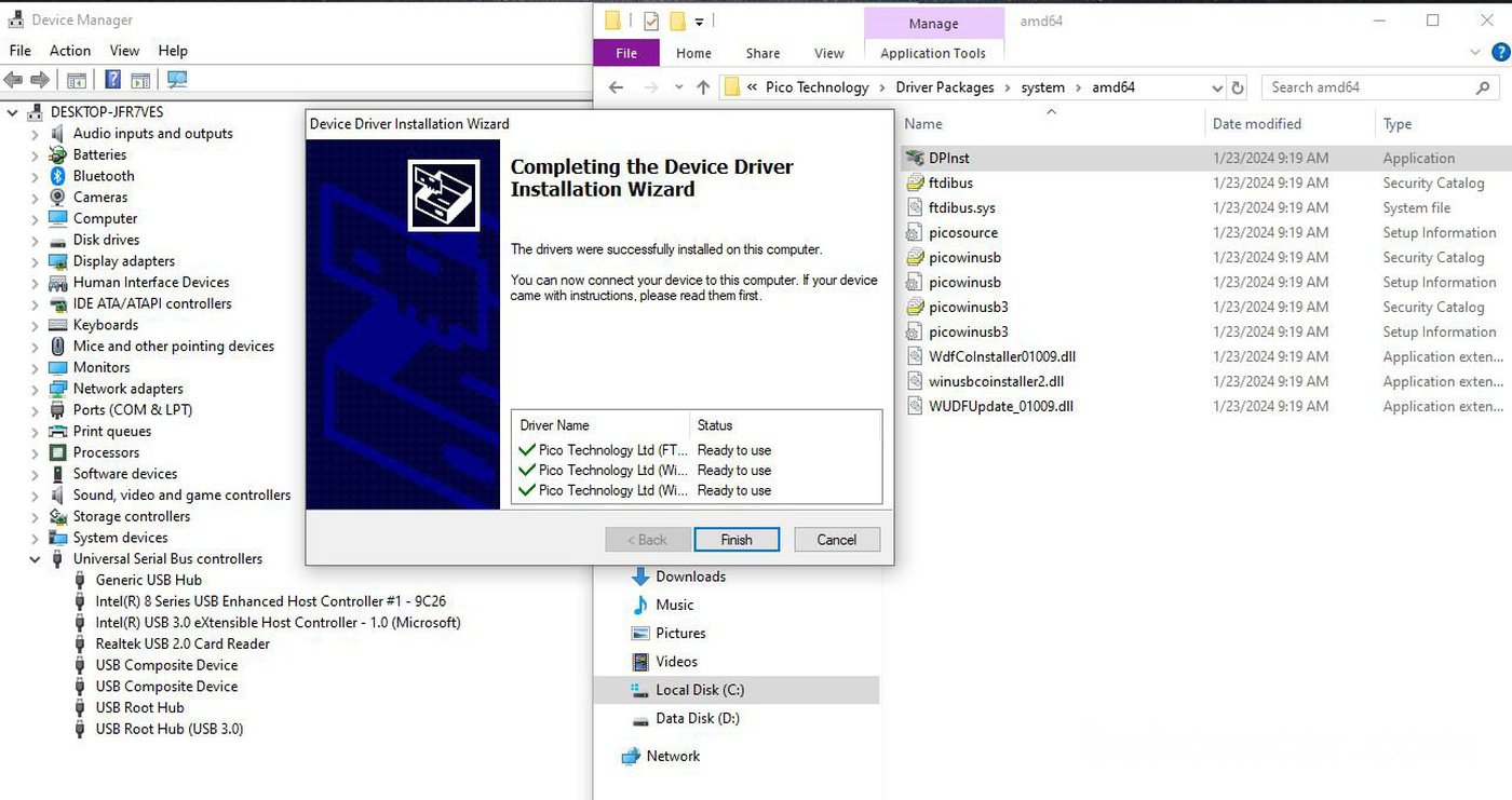 Uninstalled the existing driver and resinstalled the driver and it seems the installation worked....|bekomcar.com