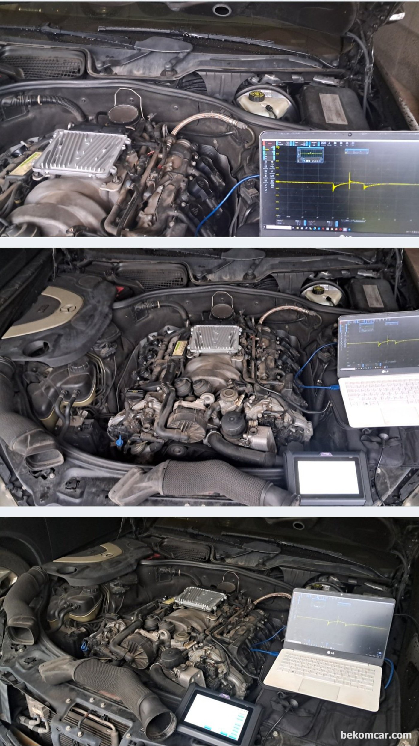 벤츠 S550 V8 2008년 차량의 점화2차 파형분석과정이다|bekomcar.com
