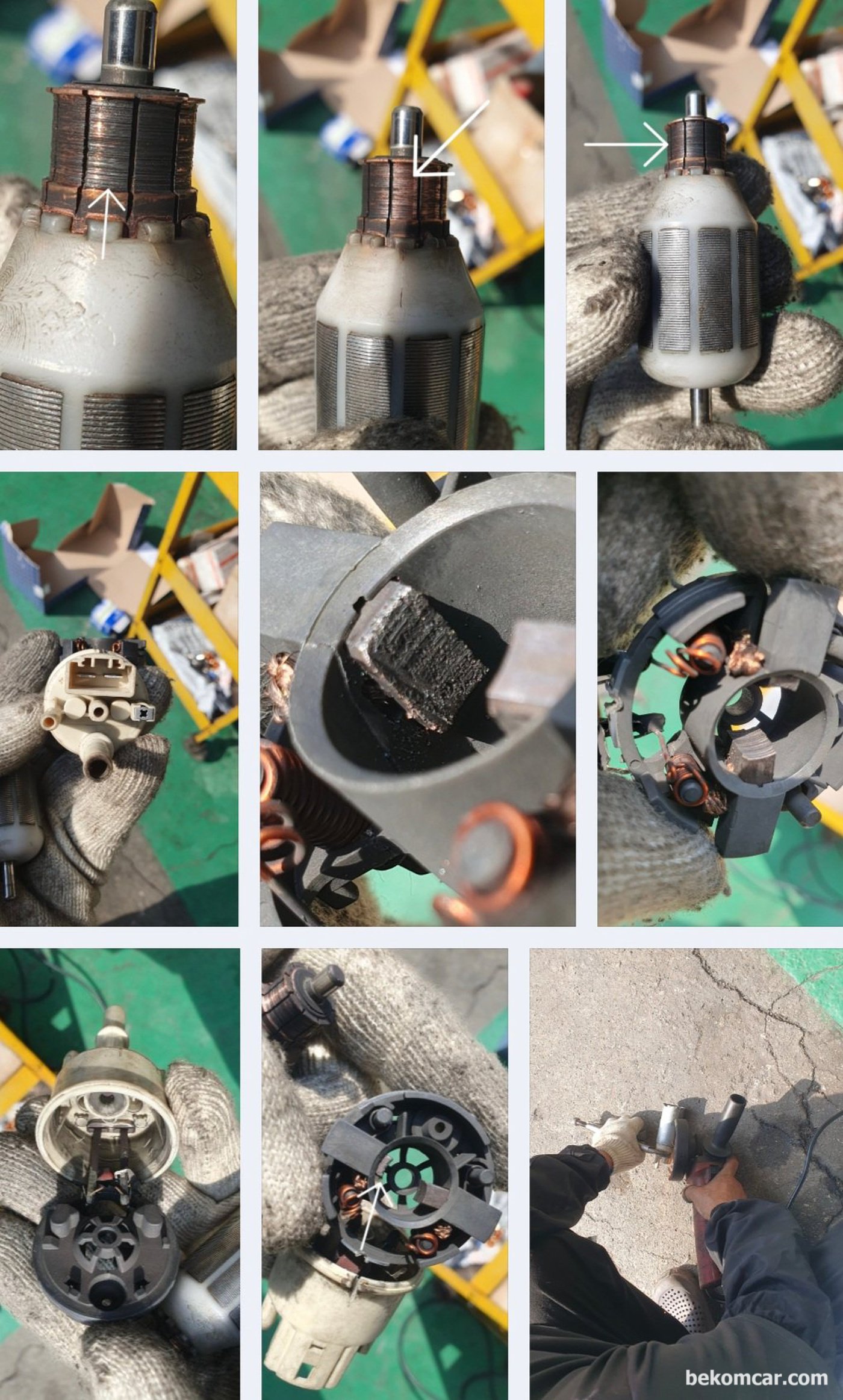 벤츠 W211 2007년 E200K 차량, 주행중 시동꺼짐 원인 연료펌프 모터 분해하여 상태를 분석한다. 오실로스코파형 과 일치하는 상태이다. 스코프 파형분석 을 통한 차량고장 진단 정비는 정비사의 필수 역량이 되어가고 있다.|贝科姆汽车 (bekomcar)