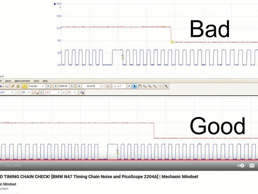 오실로스코프 활용사례, BMW N47 타이밍 체인 늘어짐 분석 사례|베콤카 (bekomcar.com)