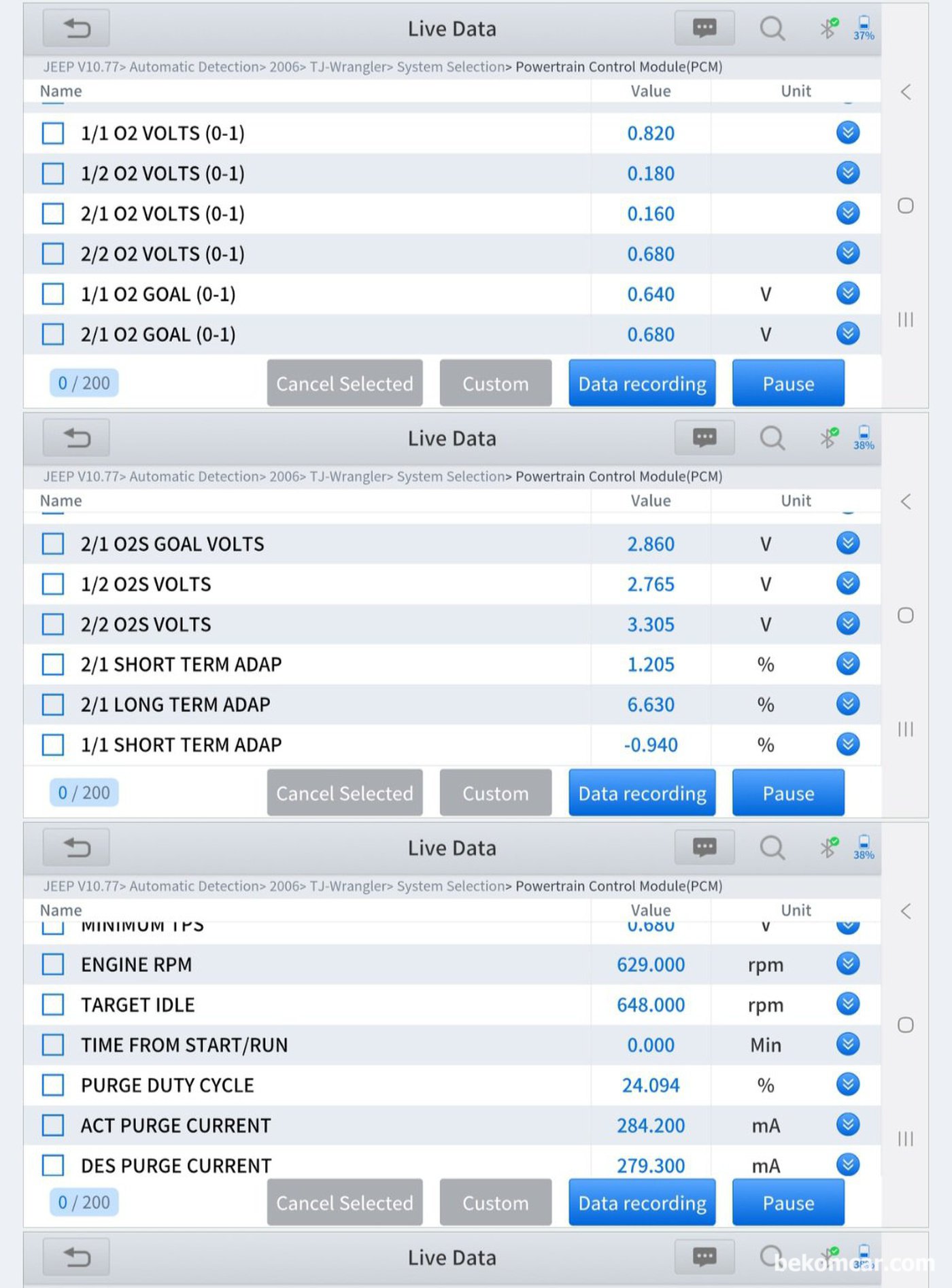 2006년 지프 랭글러 TJ 4.0L 휘발유 차량  P0153 P2098 고장원인 진단과정 기록|بيكومكار  (bekomcar)