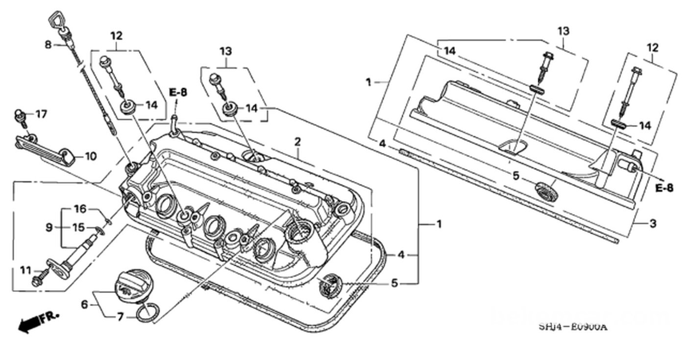 #1. 12030-RYE-A01. Valve Cover Gasket Set
#7. 15613-PC6-000. Filler Cap O-Ring
#9. 17130-RCA-A02. Valve Assembly, Pcv|贝科姆汽车 (bekomcar)