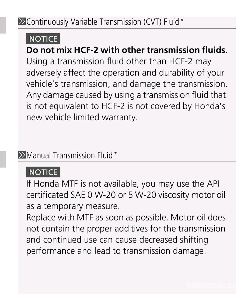 혼다 CVT미션액 교환시 주의점, 혼다 영문메뉴얼|贝科姆汽车 (bekomcar)