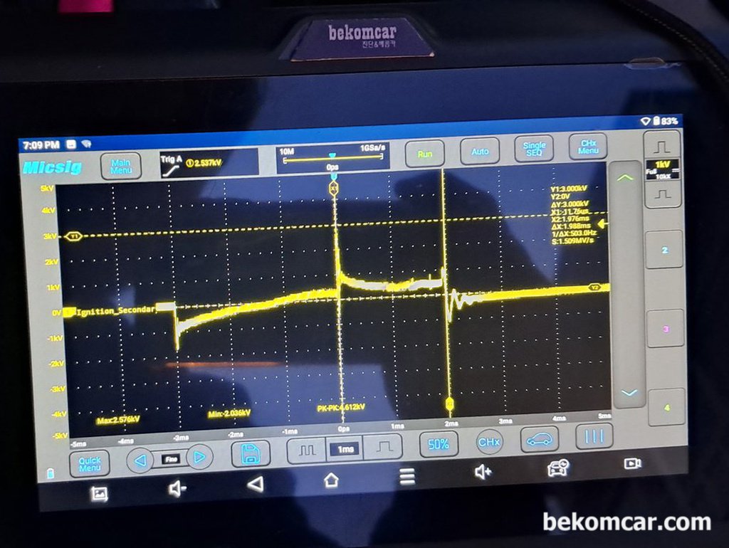 점화2차 파형분석사례, 현대 NF쏘나타 2.0L|베콤카 (bekomcar.com)