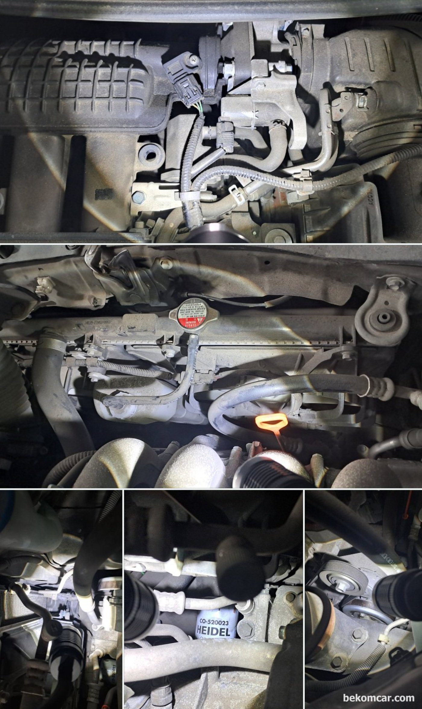 실린더 싱크는 실린더 1번으로 했다. 테이프로 고정하니 그래도 좋게 파형이 측정된다. 인젝터, 흡기펄스, 배기펄스, 헤드가스켓누수, 피스톤링 손상 등 진단시 몇 번 실린더 인지 확인용이다. 진단 차량은 혼다 하이브리드 CRZ 이다.|بيكومكار  (bekomcar)