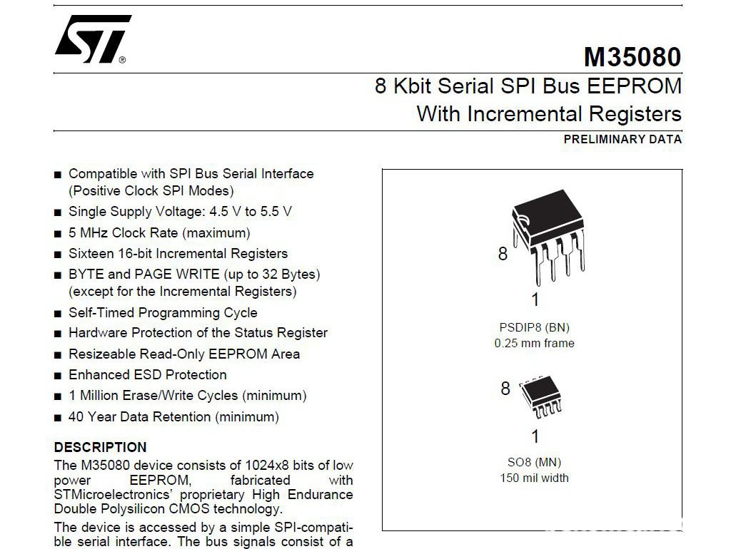 ST, M35080 8 Kbit Serial SPI Bus EEPROM|贝科姆汽车 (bekomcar)