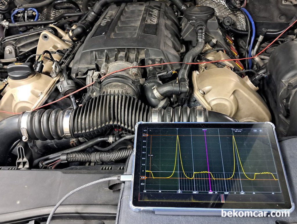 포르쉐 카이엔 P0016 뱅크1 크랭크 캠새프트 타이밍 진단과정|베콤카 차량정밀진단