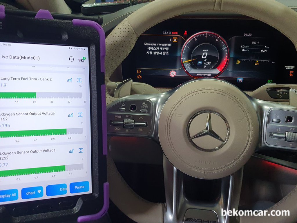 벤츠 2018 W222 AMG S63 M177엔진 실화.부조 진단기 진단기록|bekomcar.com