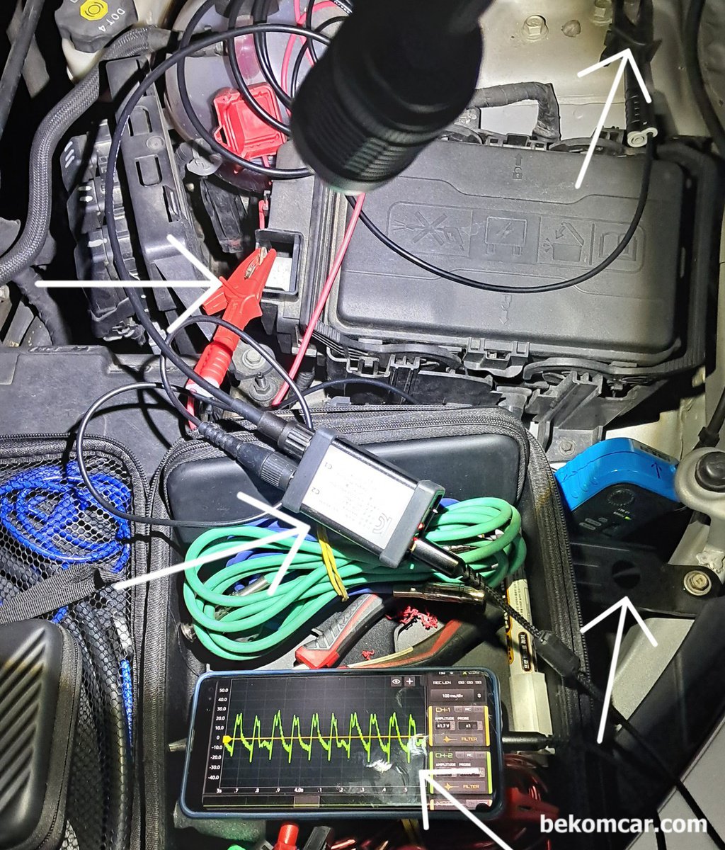 실린더 압축압력 측정시 대전류계와 일반 프로브로 AC 커플링 측정시 파형이 다르게 나오나요?|베콤카 차량정밀진단