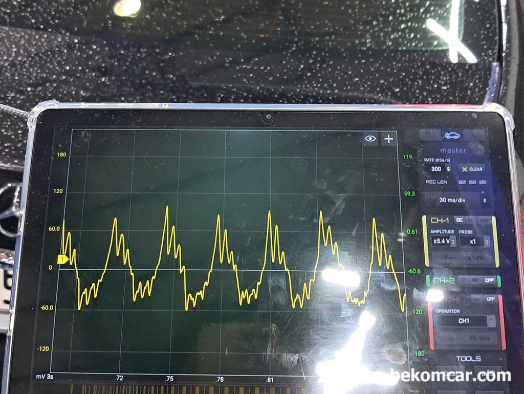 메르세데스 벤츠 S450 중고차 배기펄스 파형분석, 엔진상태 좋다|베콤카 차량정밀진단