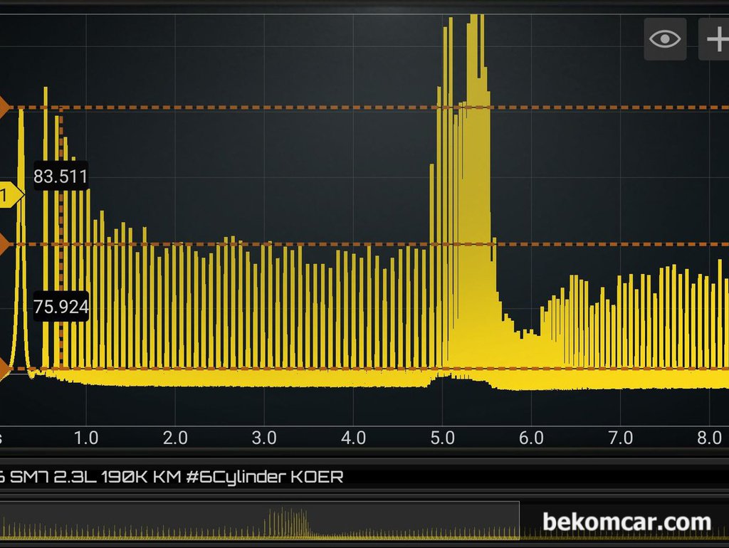 실린더압축압력 파형분석 기록, 르노삼성 SM7 2.3L V6 약19만키로|베콤카 차량정밀진단