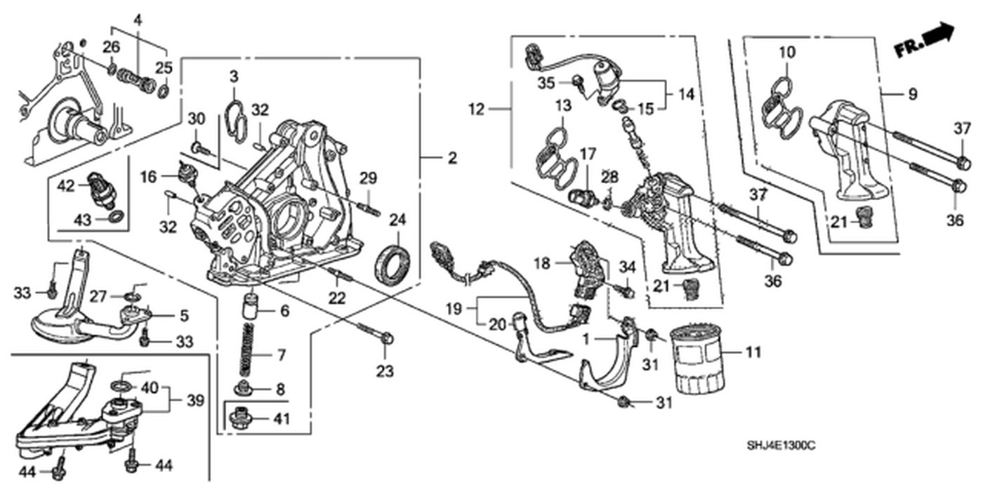 #13. 15825-P8A-A01. Filter Assy., Spool Valve
#15. 36172-P8A-A01. Gasket, Solenoid Base
#24. 91212-R70-A01. Oil Seal (41X56X7) (Arai)
#28. 91319-PR3-003. O-Ring (13X1.5) (Arai)|ベコムカー (bekomcar)