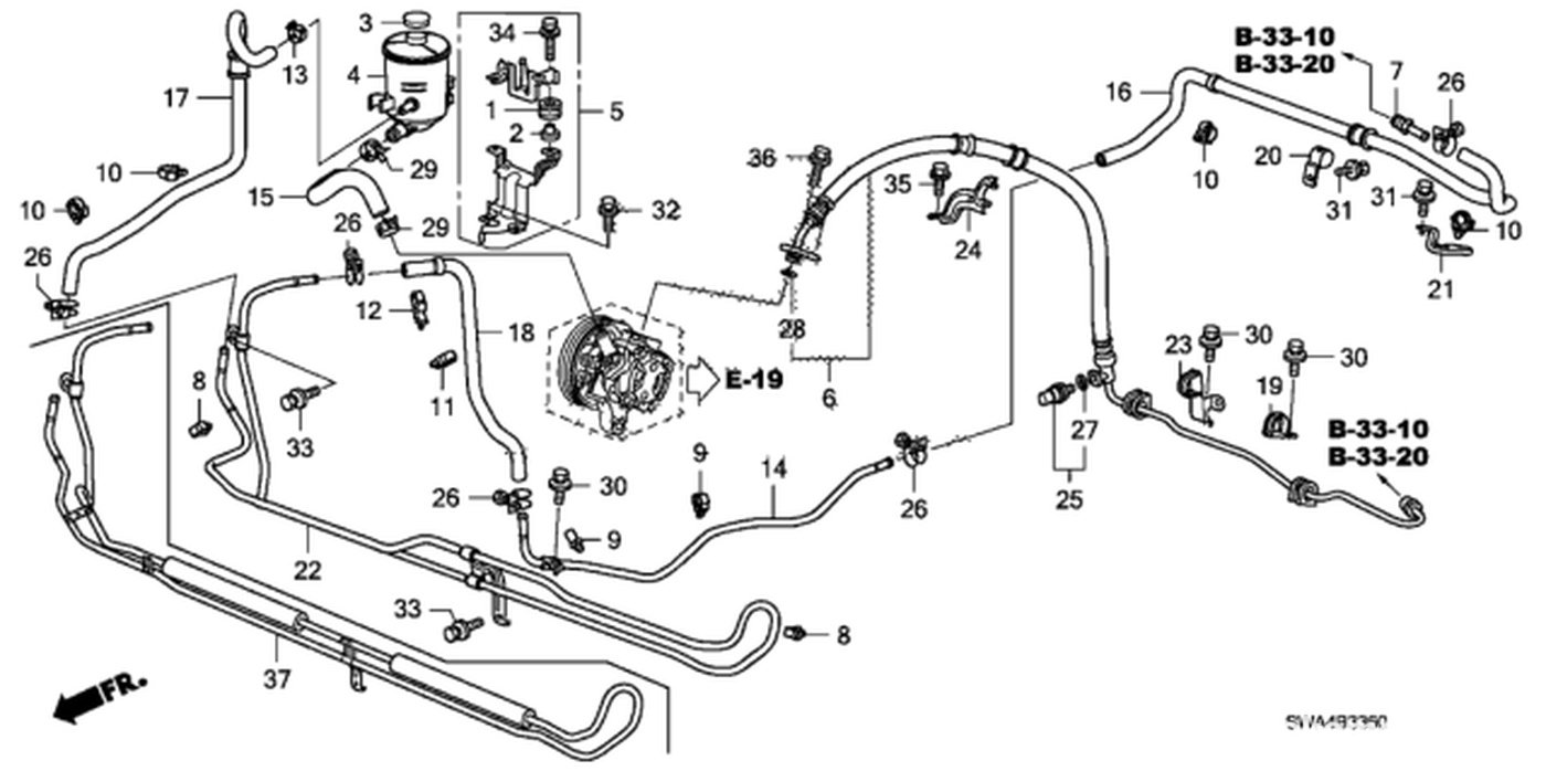 #4. 53701-SWA-A01Tank, Power Steering Oil
#6. 53713-SWA-A03Hose, Power Steering Feed
#16. 53732-SWA-A02Hose, Power Steering Return|贝科姆汽车 (bekomcar)