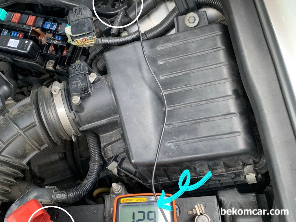 접지전에 엔진룸 선간전압 측정중 스트럿마운트 전압측정|بيكومكار (bekomcar)
