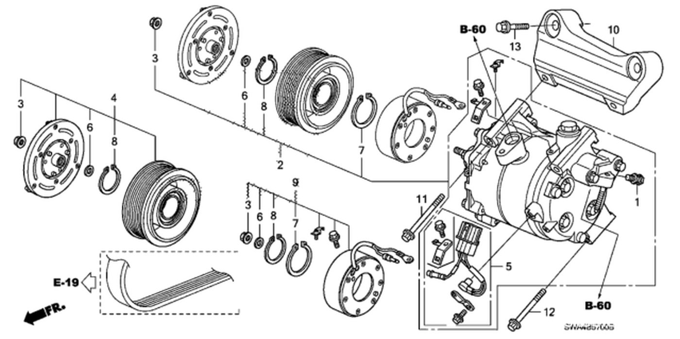 #1, Honda 38801-PHM-004 Valve Sub-Assy., Safety
#4, Honda 38900-RZA-014 Set Compressor Clutch
#5, Honda 38908-RWC-A02 Protector Set, Thermal
#9, Honda 38924-RWC-A01 Coil Set, Field|베콤카 차량정밀진단