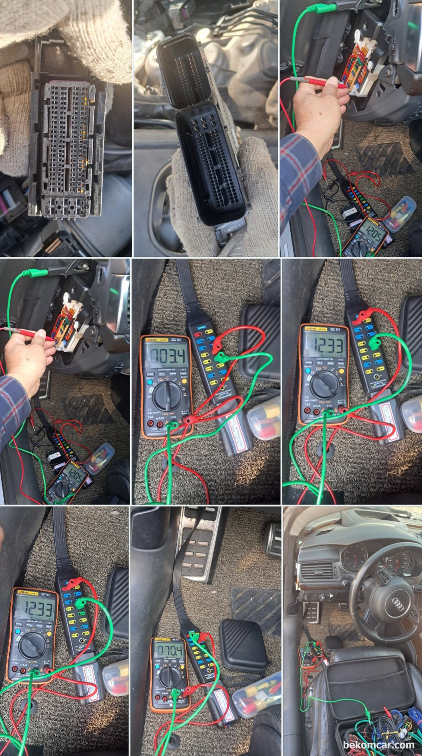 아우디 A7 콰트로 V6 3.0L TFSI CGXB 엔진 에 8단 자동미션, 캔 통신 에러 기본 진단과정 기록이다. 종단저항 및 센서그라운드 휴즈등 기본점검 기록이다.|ベコムカー (bekomcar)