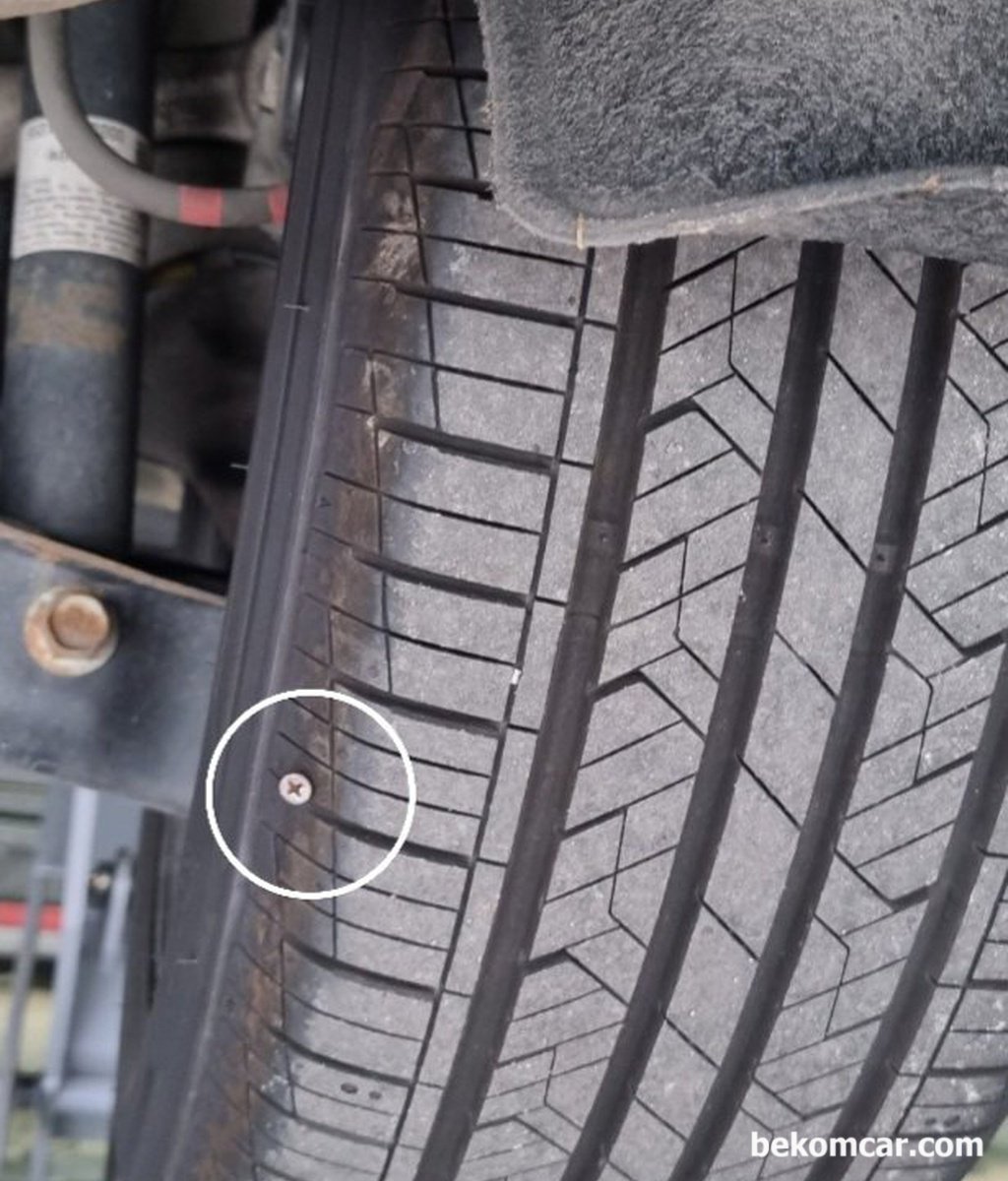 타이어 사이드에 나사못이 박혔는데 지렁이로 가능할까요?|bekomcar.com