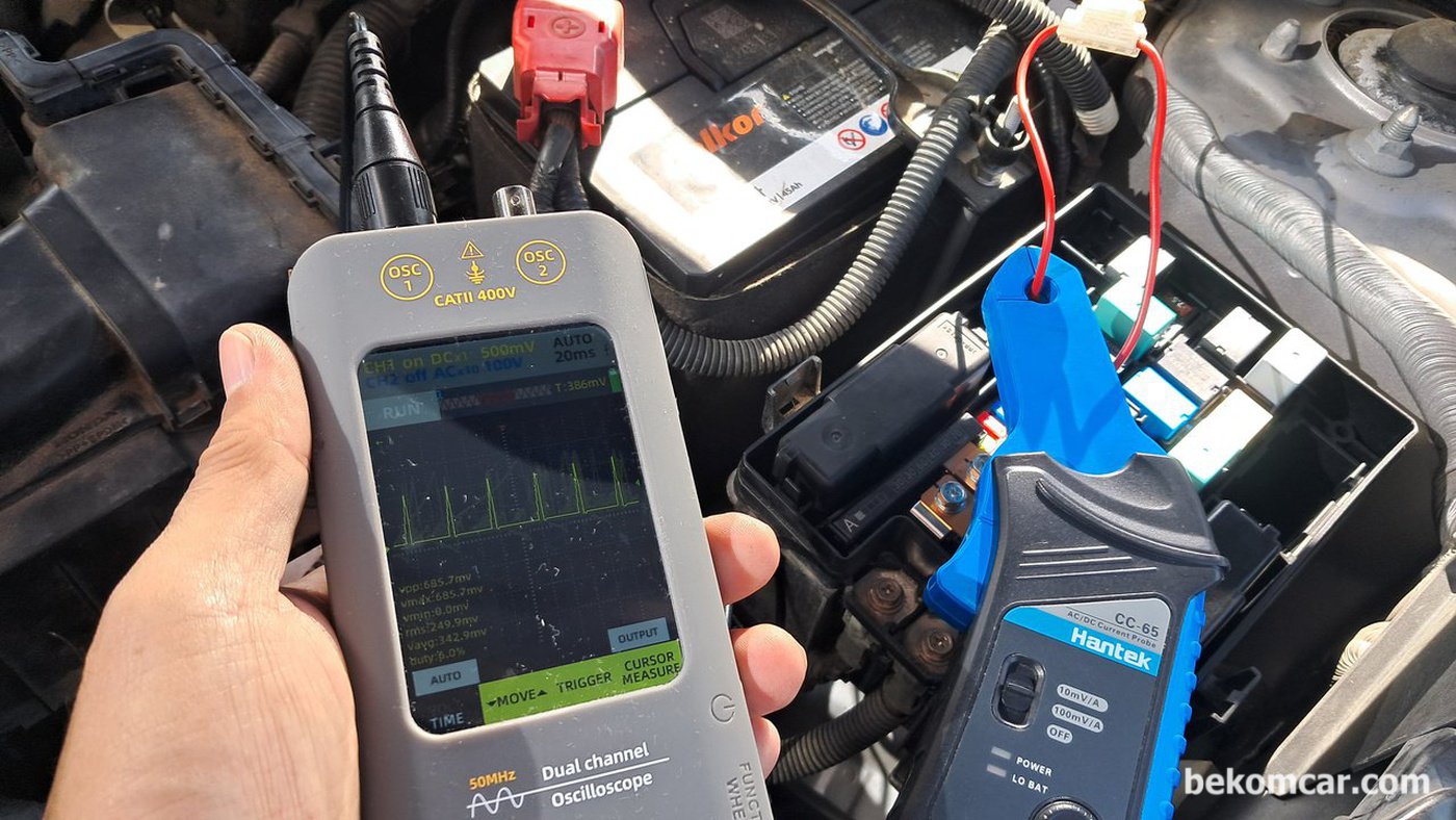 휴대용 스코프를 이용하여 ECU 점화시스템 제어상태, 점화코일 점화파형을 점검한다.|베콤카 차량정밀진단